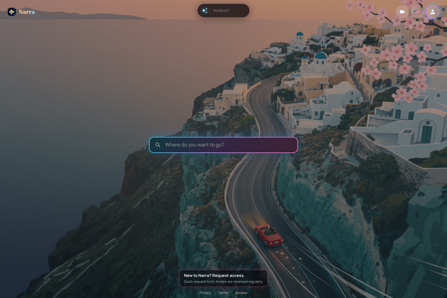 Narra travel planning interface