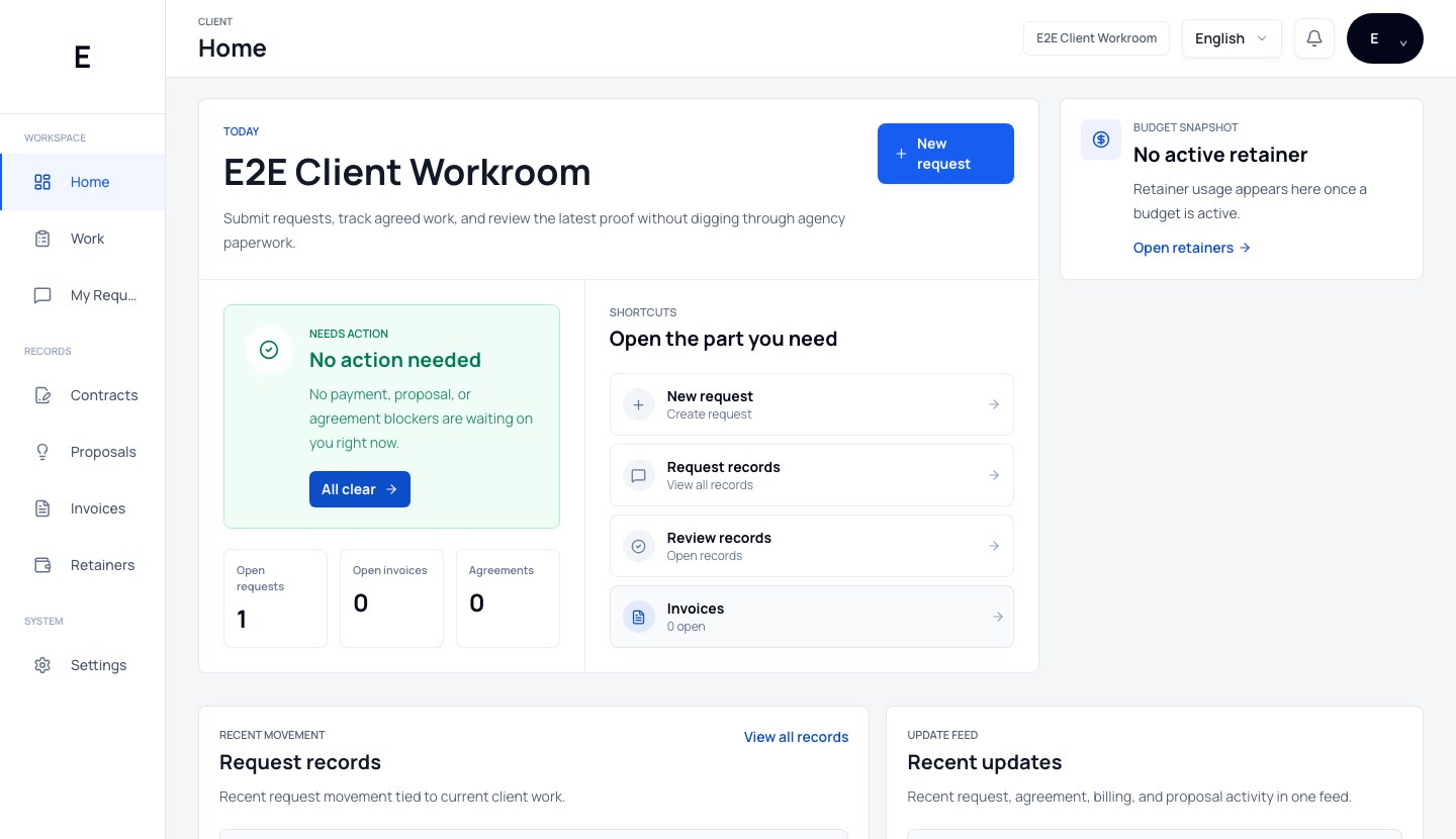 MiodragDev Portal client workroom